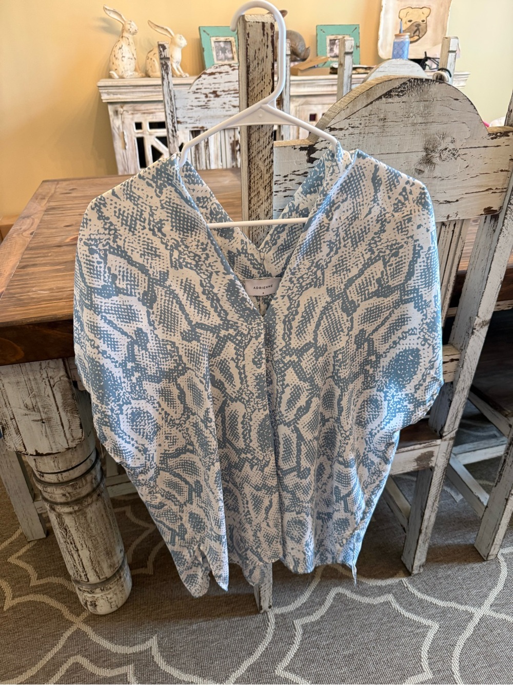 Adrienne Blue and White Printed Blouse